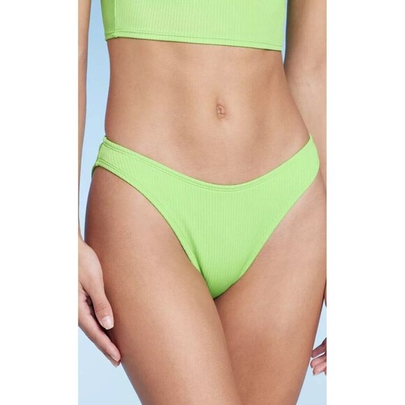 wild fable Other - Wild Fable Size XL 16 Lime Green Ribbed High Leg Cheeky Scoop Bikini Swim Bottom
